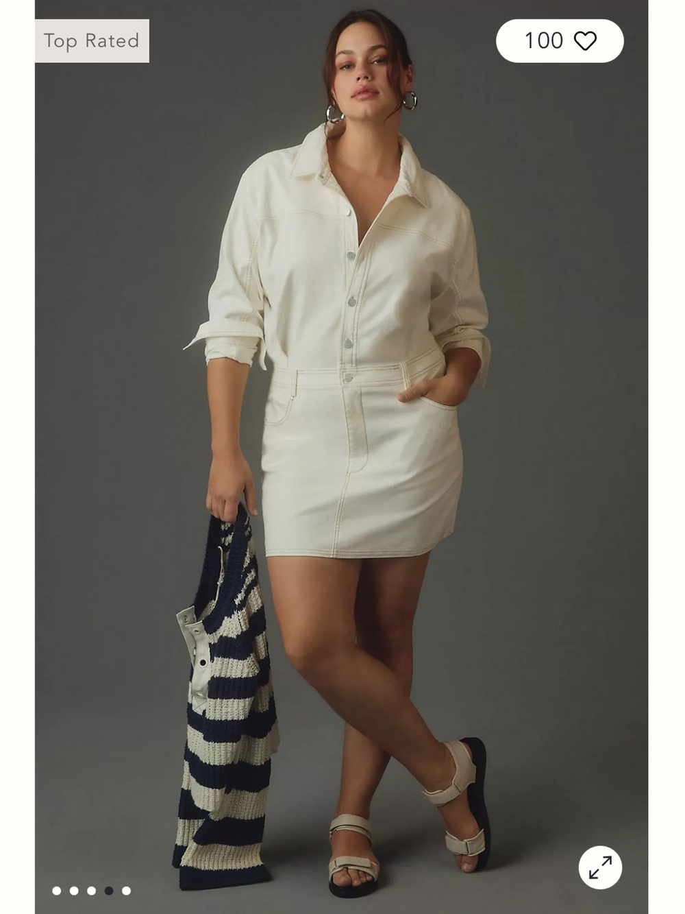 *NWOT* Anthropologie Pilcro Long-Sleeve Denim Micro Mini Shirt Dress. Size:S